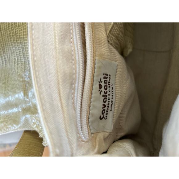 Vintage Cavalcanti Butter Yellow Studded Embossed Croc Baguette Shoulder Bag - Picture 10 of 11